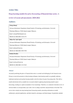 Deep learning models for price forecasting of financial time series: A
  review of recent advancements: 2020-2022