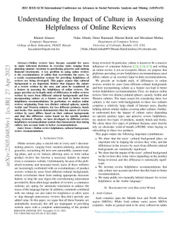 Understanding the Impact of Culture in Assessing Helpfulness of Online
  Reviews