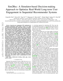 Sim2Rec: A Simulator-based Decision-making Approach to Optimize
  Real-World Long-term User Engagement in Sequential Recommender Systems
