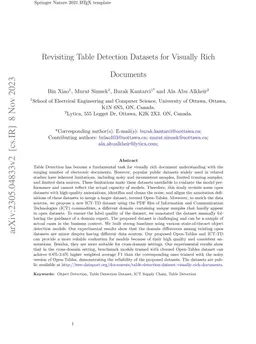 Revisiting Table Detection Datasets for Visually Rich Documents