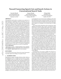 Toward Connecting Speech Acts and Search Actions in Conversational
  Search Tasks