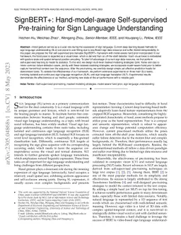 SignBERT+: Hand-model-aware Self-supervised Pre-training for Sign
  Language Understanding