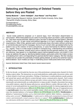 Detecting and Reasoning of Deleted Tweets before they are Posted