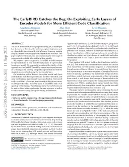 The EarlyBIRD Catches the Bug: On Exploiting Early Layers of Encoder
  Models for More Efficient Code Classification