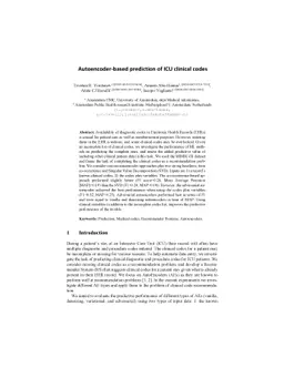 Autoencoder-based prediction of ICU clinical codes