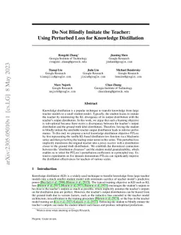 Do Not Blindly Imitate the Teacher: Using Perturbed Loss for Knowledge
  Distillation