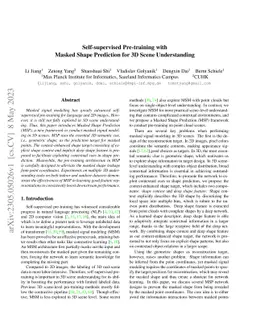 Self-supervised Pre-training with Masked Shape Prediction for 3D Scene
  Understanding