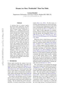 Dreams Are More "Predictable'' Than You Think