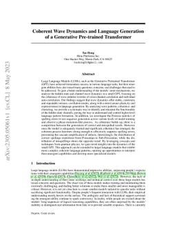 Coherent Wave Dynamics and Language Generation of a Generative
  Pre-trained Transformer