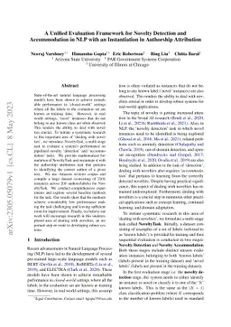 A Unified Evaluation Framework for Novelty Detection and Accommodation
  in NLP with an Instantiation in Authorship Attribution