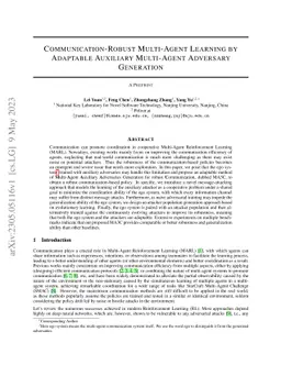 Communication-Robust Multi-Agent Learning by Adaptable Auxiliary
  Multi-Agent Adversary Generation