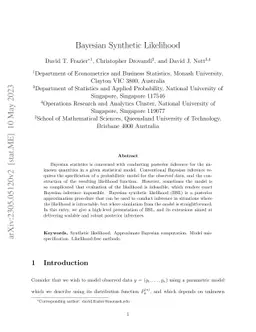 Bayesian Synthetic Likelihood