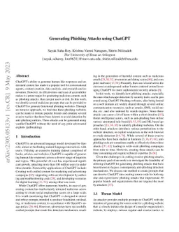 Generating Phishing Attacks using ChatGPT