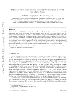 Physics-informed neural network for seismic wave inversion in layered
  semi-infinite domain