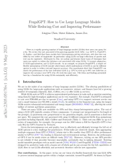 FrugalGPT: How to Use Large Language Models While Reducing Cost and
  Improving Performance