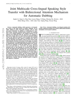 Joint Multi-scale Cross-lingual Speaking Style Transfer with
  Bidirectional Attention Mechanism for Automatic Dubbing