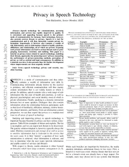 Privacy in Speech Technology