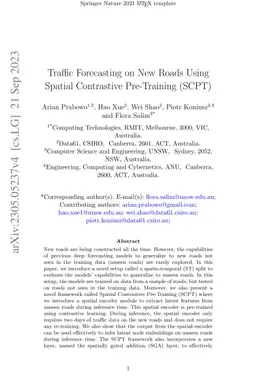 Traffic Forecasting on New Roads Using Spatial Contrastive Pre-Training
  (SCPT)
