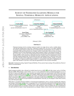 Survey of Federated Learning Models for Spatial-Temporal Mobility
  Applications