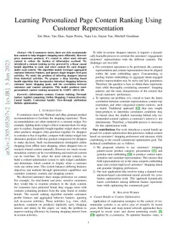 Learning Personalized Page Content Ranking Using Customer Representation