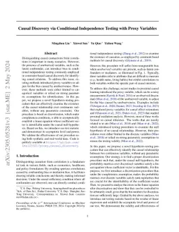 Causal Discovery via Conditional Independence Testing with Proxy
  Variables