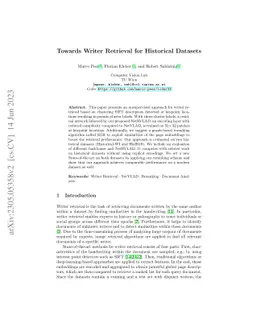 Towards Writer Retrieval for Historical Datasets