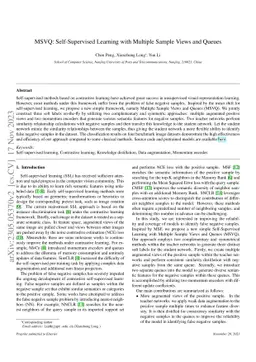 MSVQ: Self-Supervised Learning with Multiple Sample Views and Queues