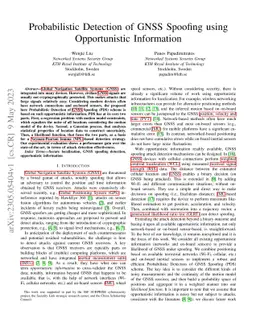 Probabilistic detection of GNSS spoofing using opportunistic information
