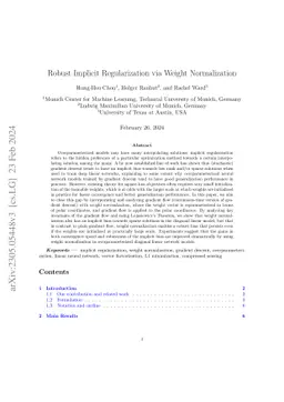 Robust Implicit Regularization via Weight Normalization