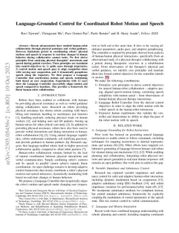 Language-Grounded Control for Coordinated Robot Motion and Speech