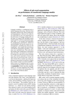 Effects of sub-word segmentation on performance of transformer language
  models
