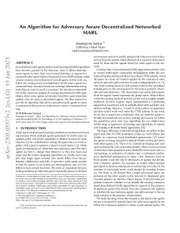 An Algorithm For Adversary Aware Decentralized Networked MARL