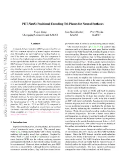 PET-NeuS: Positional Encoding Tri-Planes for Neural Surfaces