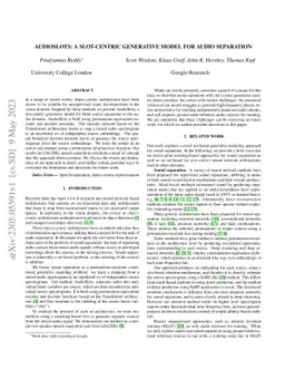AudioSlots: A slot-centric generative model for audio separation