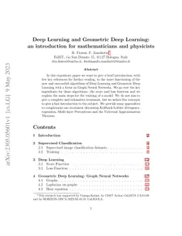 Deep Learning and Geometric Deep Learning: an introduction for
  mathematicians and physicists