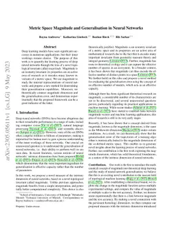 Metric Space Magnitude and Generalisation in Neural Networks