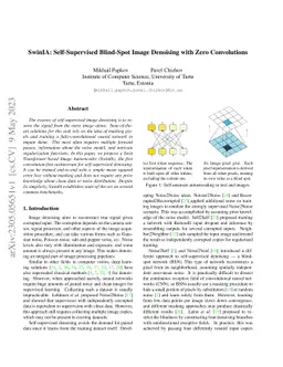 SwinIA: Self-Supervised Blind-Spot Image Denoising without Convolutions