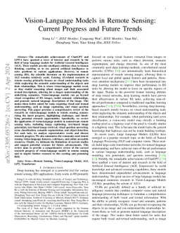 Vision-Language Models in Remote Sensing: Current Progress and Future
  Trends