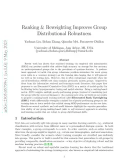 Ranking & Reweighting Improves Group Distributional Robustness