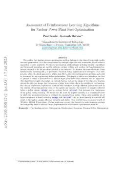 Assessment of Reinforcement Learning Algorithms for Nuclear Power Plant
  Fuel Optimization