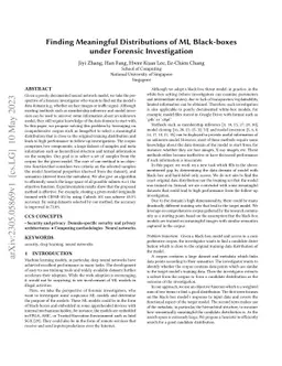 Finding Meaningful Distributions of ML Black-boxes under Forensic
  Investigation