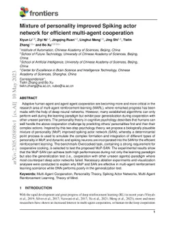 Mixture of personality improved Spiking actor network for efficient
  multi-agent cooperation