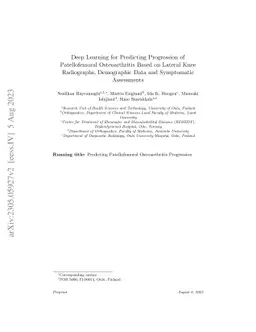 Deep Learning for Predicting Progression of Patellofemoral
  Osteoarthritis Based on Lateral Knee Radiographs, Demographic Data and
  Symptomatic Assessments