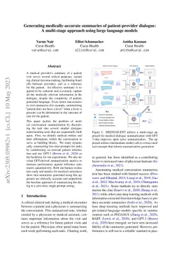Generating medically-accurate summaries of patient-provider dialogue: A
  multi-stage approach using large language models