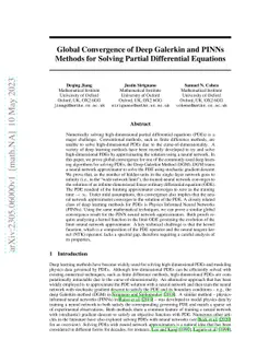 Global Convergence of Deep Galerkin and PINNs Methods for Solving
  Partial Differential Equations