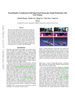 FusionDepth: Complement Self-Supervised Monocular Depth Estimation with
  Cost Volume