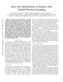 Best Arm Identification in Bandits with Limited Precision Sampling