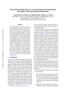 PAI at SemEval-2023 Task 2: A Universal System for Named Entity
  Recognition with External Entity Information