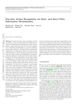 Few-shot Action Recognition via Intra- and Inter-Video Information
  Maximization