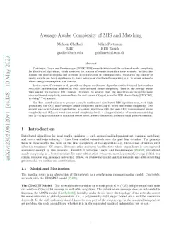 Average Awake Complexity of MIS and Matching